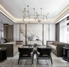 新中式风格别墅客厅装修实景图2022-每日推荐