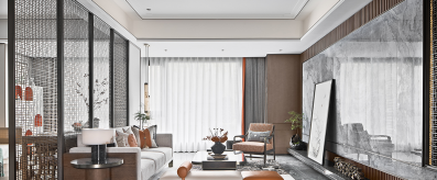 2021新中式风格家庭客厅装修实景图
