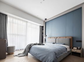 简约现代风格卧室蓝色墙面装修设计图