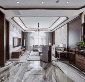 新中式大宅别墅客厅装潢设计图-每日推荐