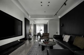160平米四室两厅客厅黑白简约风装修图