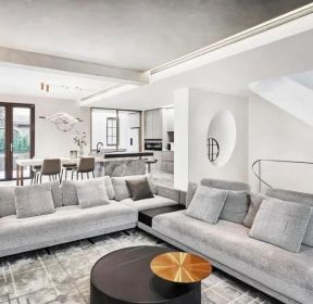 2022联排别墅客厅转角沙发设计效果图-每日推荐