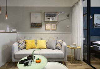 单身公寓小客厅沙发背景墙装修设计图