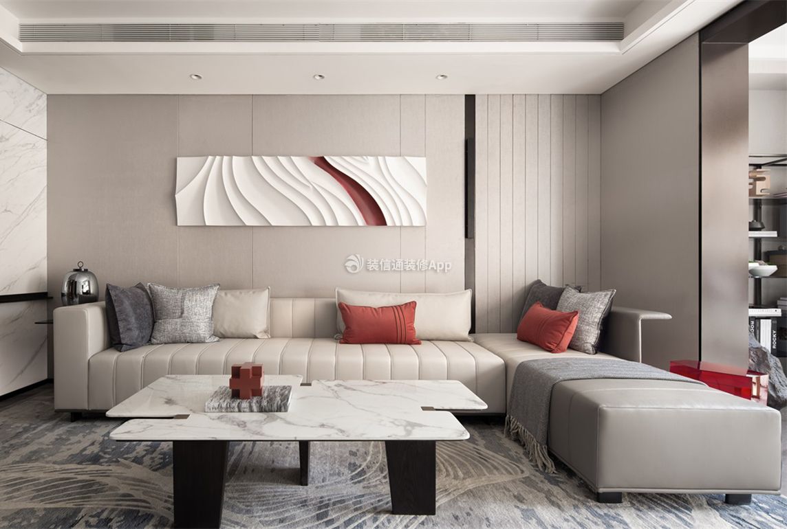 现代小户型客厅，搭配转角沙发好看更实用 - 斑马设计设计效果图 - 躺平设计家