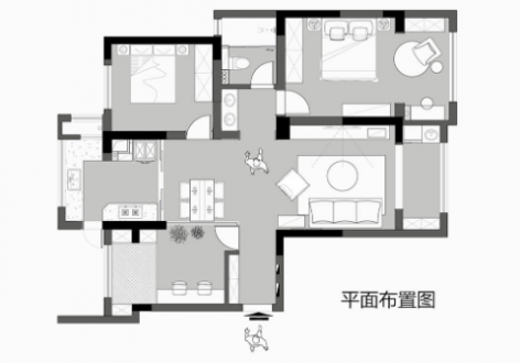 融景城  100平米  三居室 现代风案例