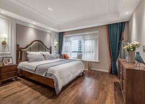 美式卧室装饰 美式卧室装潢效果图 卧室实木地板效果图