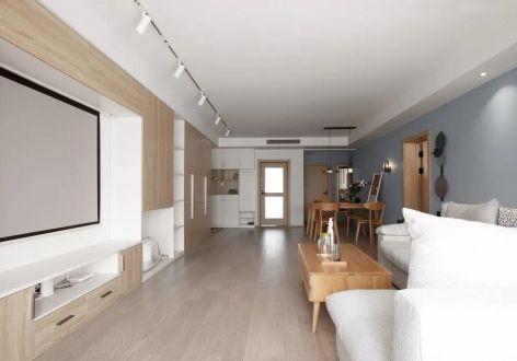 滨河绿洲100平三居室极简风格装修案例
