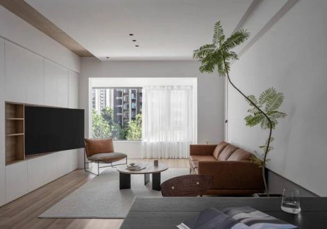 绿城百合公寓105平米现代简约风三室两厅装修案例