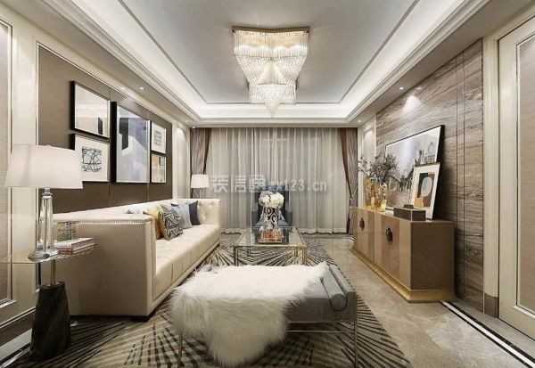 南京冠诚装饰公司97㎡三居室轻奢风格装修案例