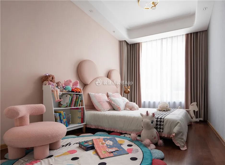 四室一厅儿童房粉色装饰设计效果图