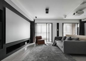 120平米三室两厅两卫灰色系客厅装修实景图