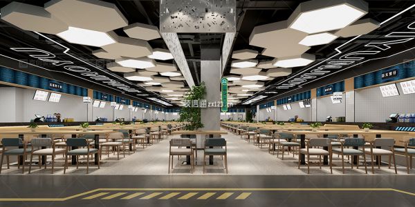 郑州时尚大学食堂3000平米现代风格装修案例