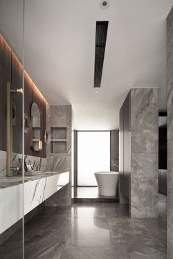 现代风格独栋别墅卫浴间装潢设计效果图