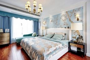 卧室床头壁纸 美式卧室装修图 美式卧室装