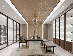 新中式别墅茶室吊顶装潢设计效果图