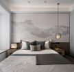 新中式风卧室床头墙面设计效果图