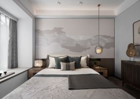 新中式风卧室床头墙面设计效果图