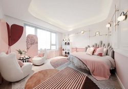 新房卧室温馨粉色装修效果图