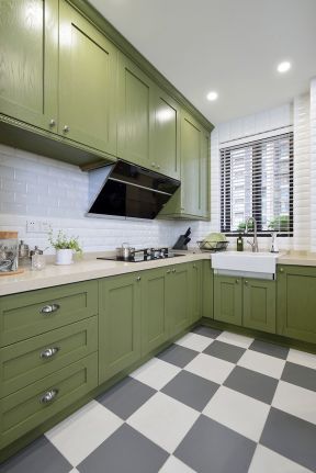 厨房绿色装修效果图 厨房橱柜颜色效果图