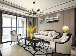 简中式风格客厅沙发背景墙设计效果图