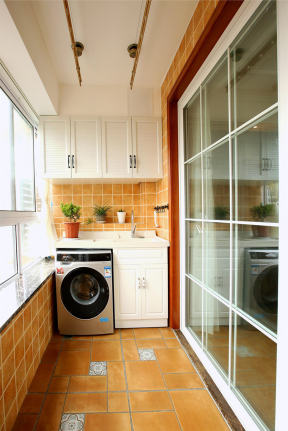 洗衣房装修效果图 阳台洗衣机柜 阳台洗衣房装修效果图片