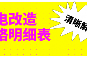 室内装修水电改造价格明细表