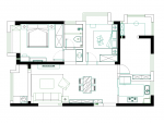 绿地新都会100平米现代风格三室两厅装修案例