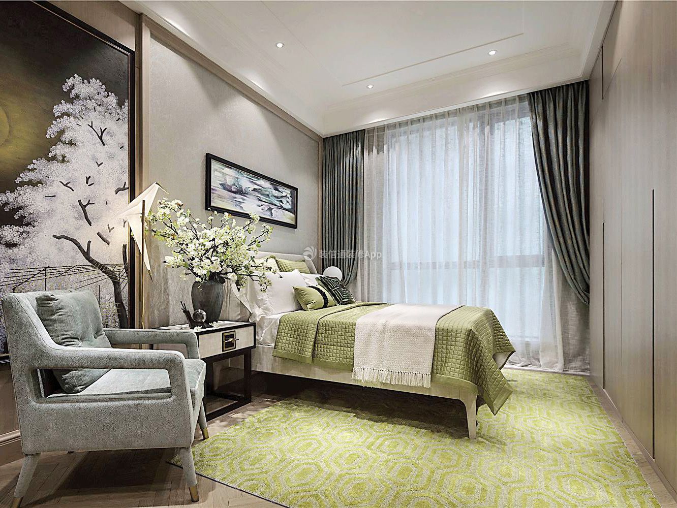 现代风格卧室地毯装饰设计效果图片