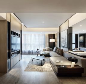 现代风格公寓开放式客厅装修设计图-每日推荐