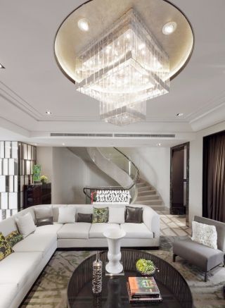 豪宅别墅客厅水晶灯设计效果图