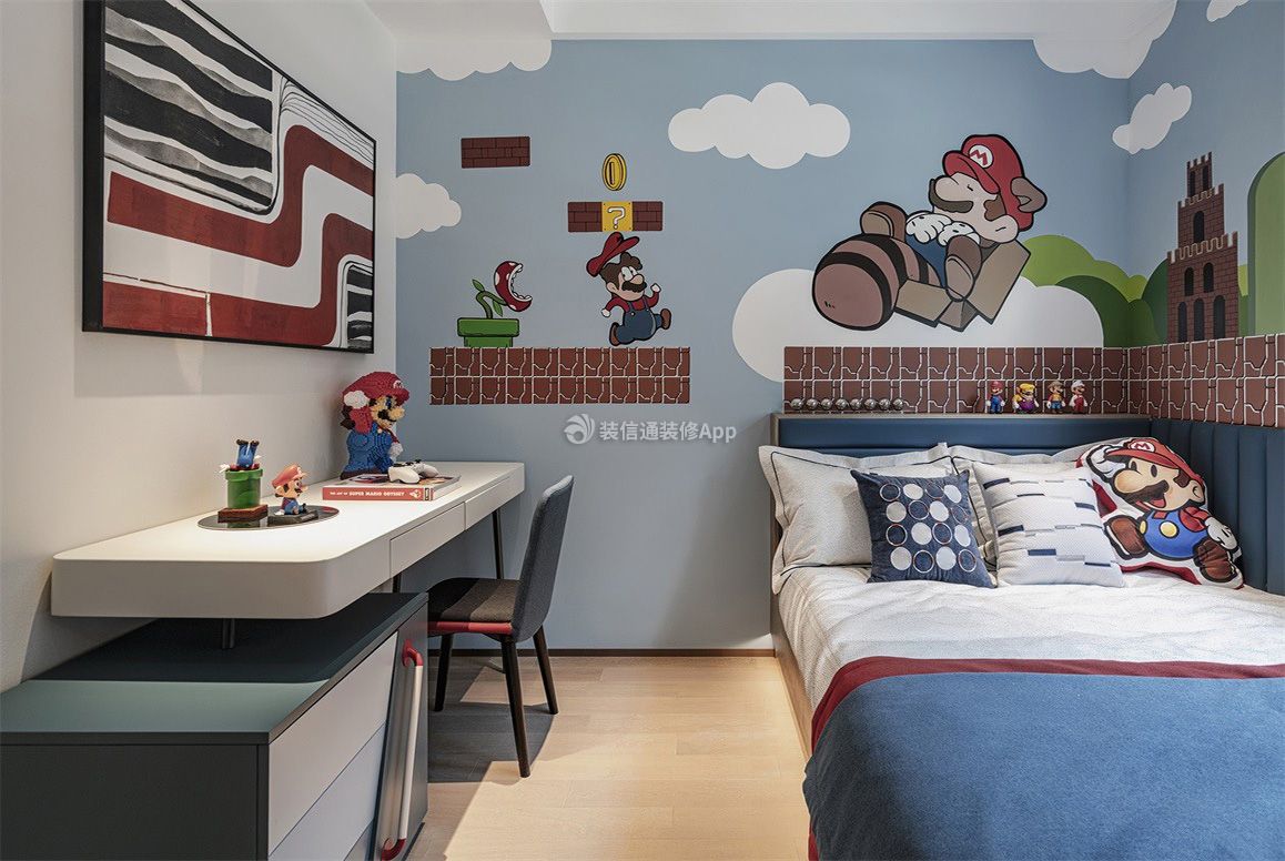 儿童房床头壁纸装饰设计效果图