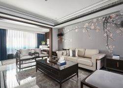 新中式客厅沙发背景墙装饰图片