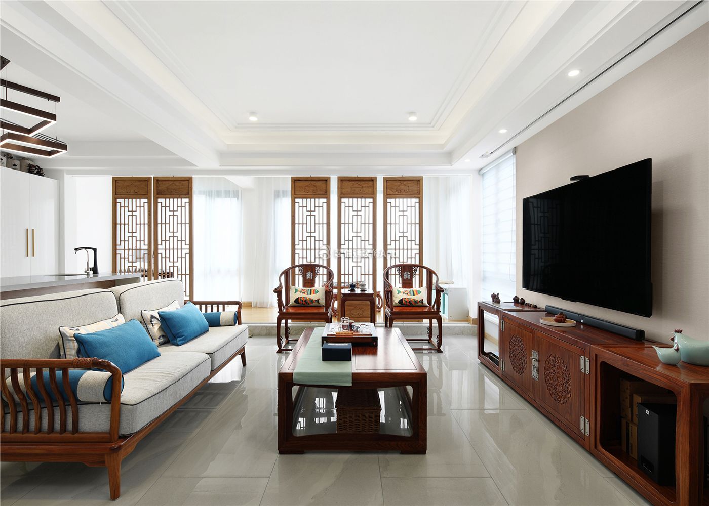 中式风格客厅电视柜装饰设计效果图