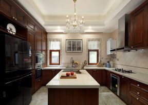 美式别墅厨房装修效果图 美式别墅厨房图片