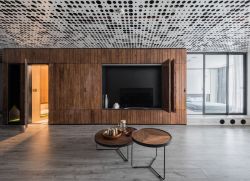 140平现代风格单身公寓电视墙设计效果图