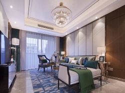 新中式客厅水晶吊灯装饰效果图片