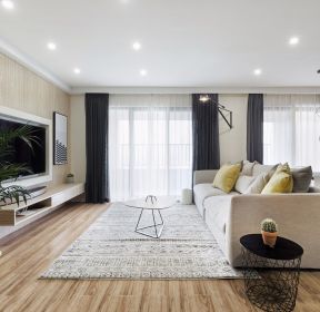 90平两房客厅地毯装饰设计效果图-每日推荐