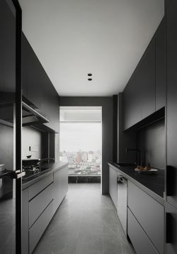 简约风格公寓厨房黑色装饰效果图
