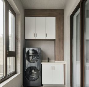 生活阳台洗衣机柜装修设计图片-每日推荐