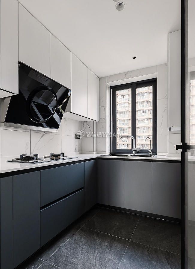 现代风格L型厨房装修设计实景图