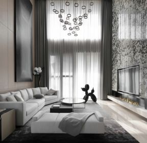 350平复式楼客厅现代风格设计图-每日推荐