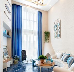 地中海风格客厅窗帘装饰设计图-每日推荐