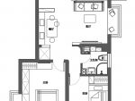 78平的小户型二居室，客餐厨放在一起，好宽敞