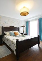 美式风格卧室实木床装修设计效果图