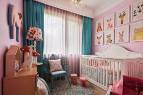 婴儿房装修效果图 儿童房粉色壁纸装修