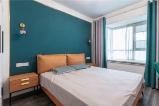 北欧风格卧室蓝色背景墙设计图