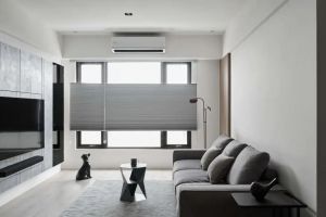 99㎡中等户型装修，黑白灰的配色简洁利落，打造高质感的居家空间