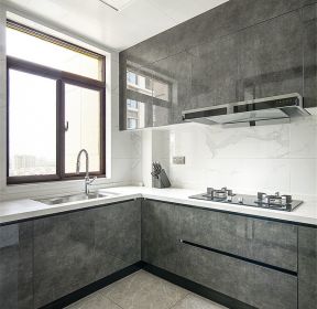 厨房灰色橱柜面板装饰设计图-每日推荐
