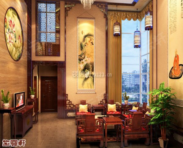 紫云轩中式别墅装修设计 客厅