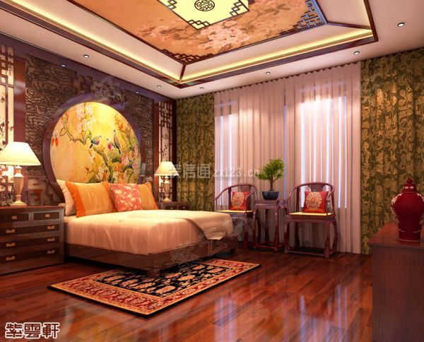 紫云轩中式别墅装修设计 卧室